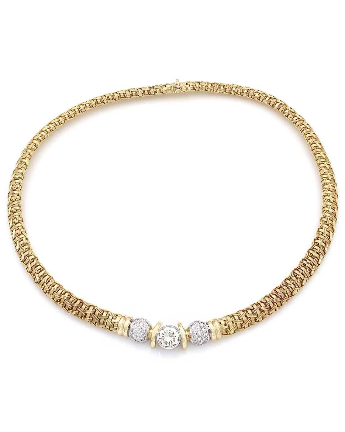 Diamond Solitaire Woven Collar Necklace