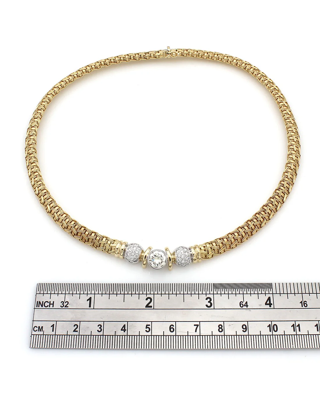 Diamond Solitaire Woven Collar Necklace - Image 3