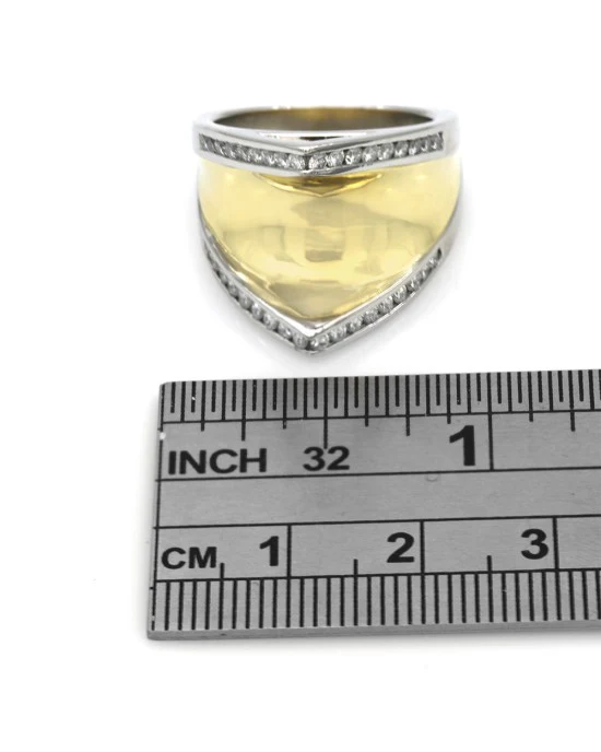 Diamond Split Pyramid Ring in 2 Tone Gold - Image 3
