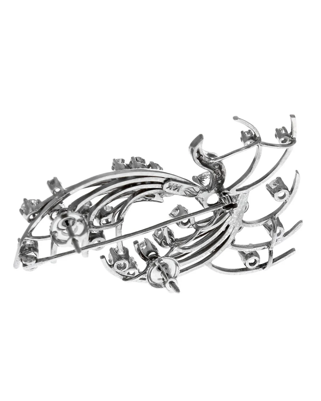 Diamond Spray Pin Convertible Earrings - Image 2