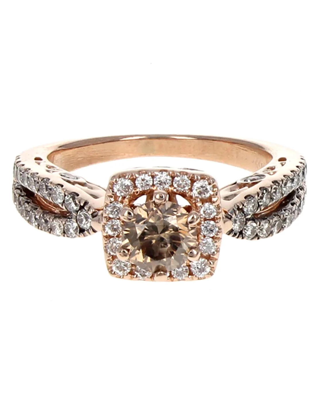 Diamond Square Halo Engagement Ring in Rose Gold - Image 2