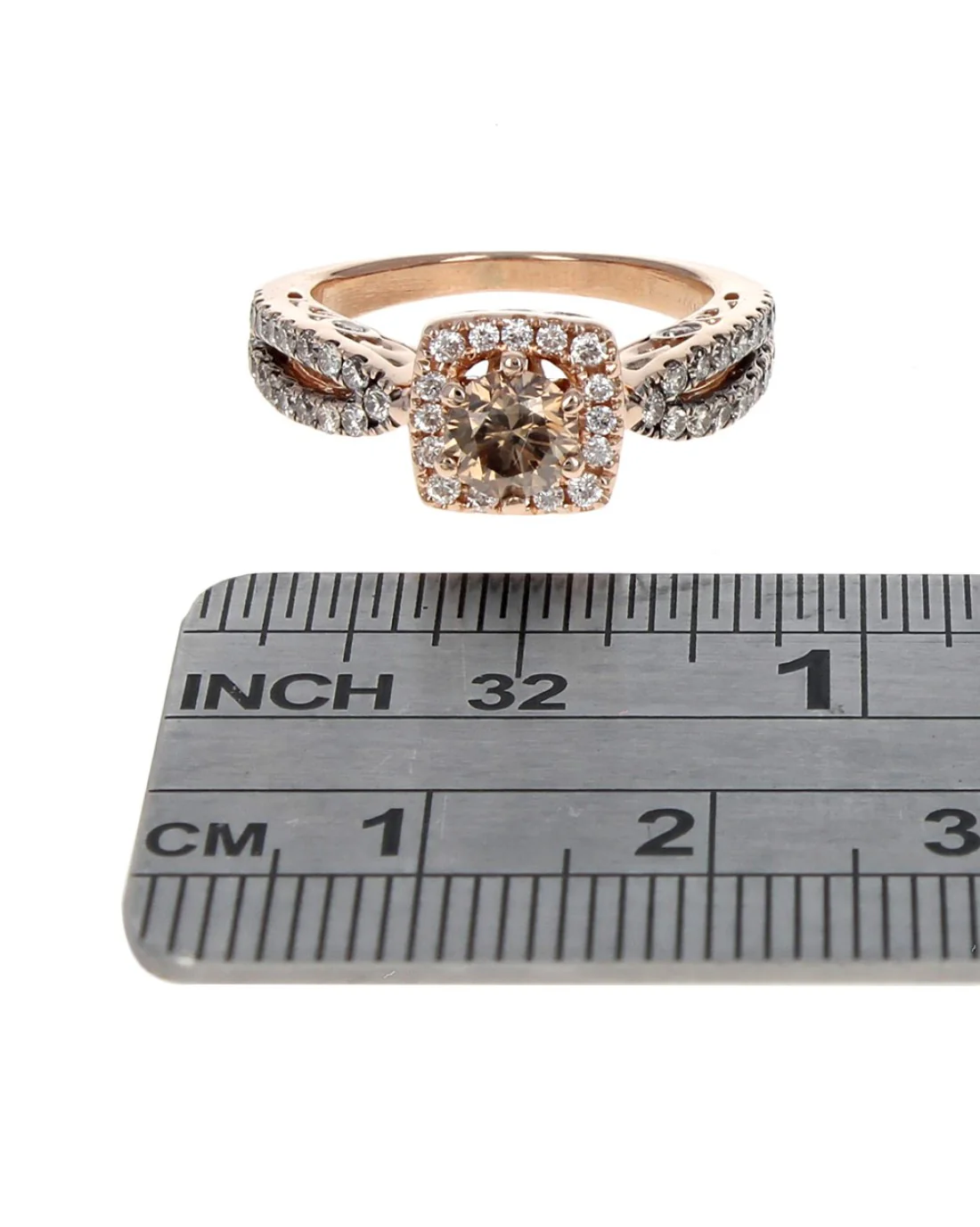 Diamond Square Halo Engagement Ring in Rose Gold - Image 3