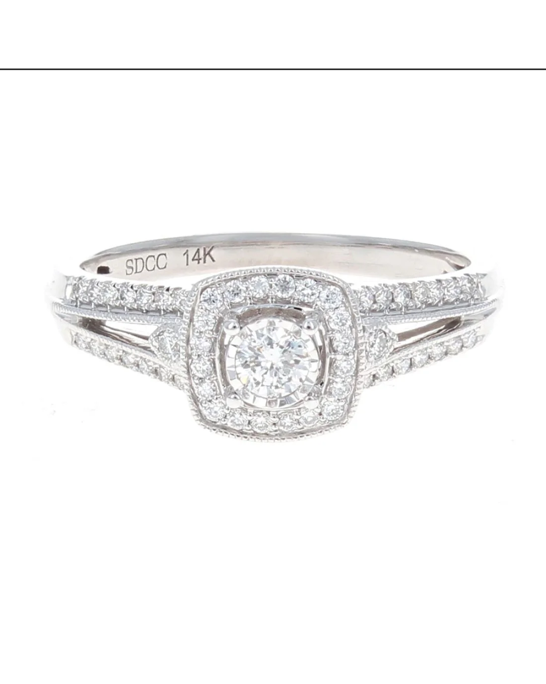 Diamond Square Halo Ring in White Gold - Image 2