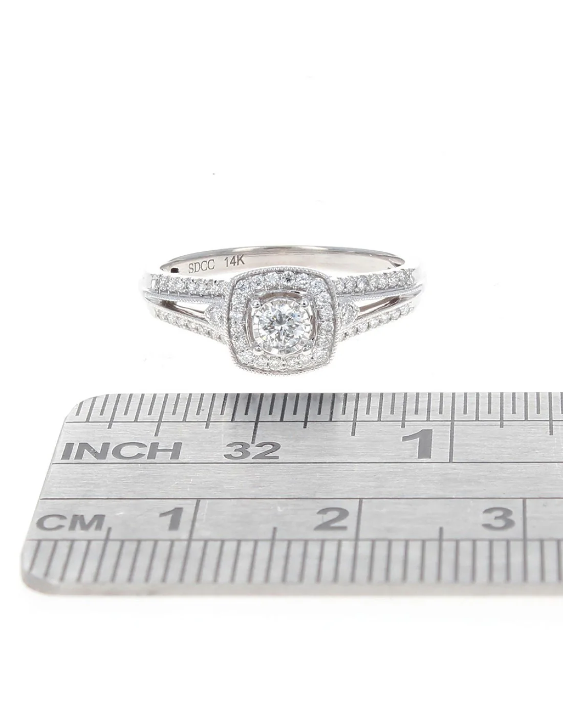 Diamond Square Halo Ring in White Gold - Image 3