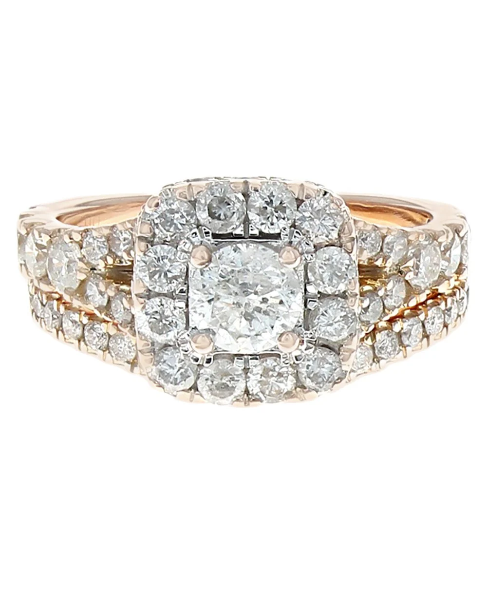 Diamond Square Halo Wedding Ring in Rose Gold - Image 2