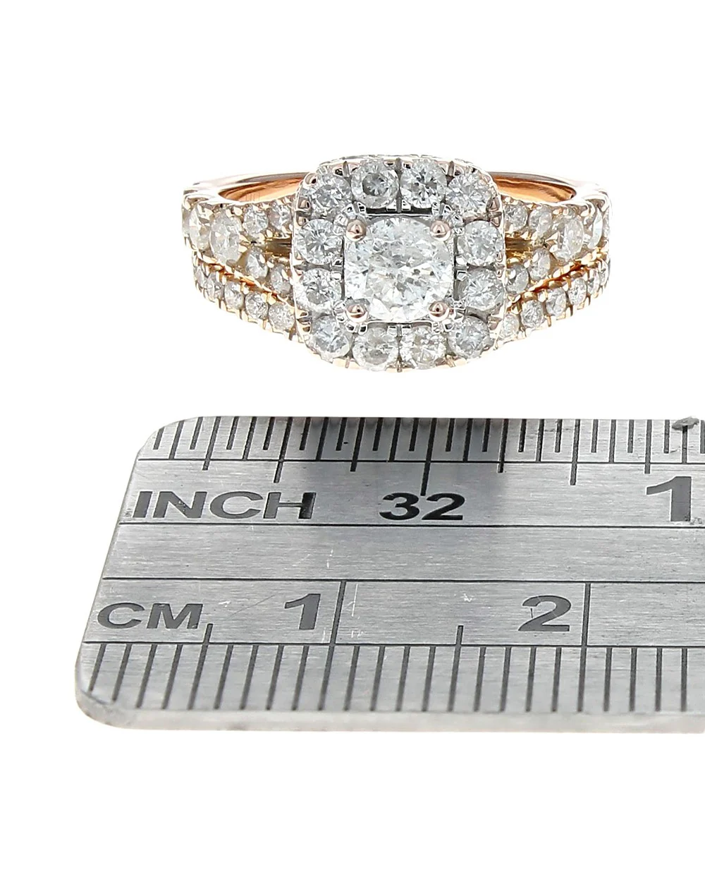 Diamond Square Halo Wedding Ring in Rose Gold - Image 3