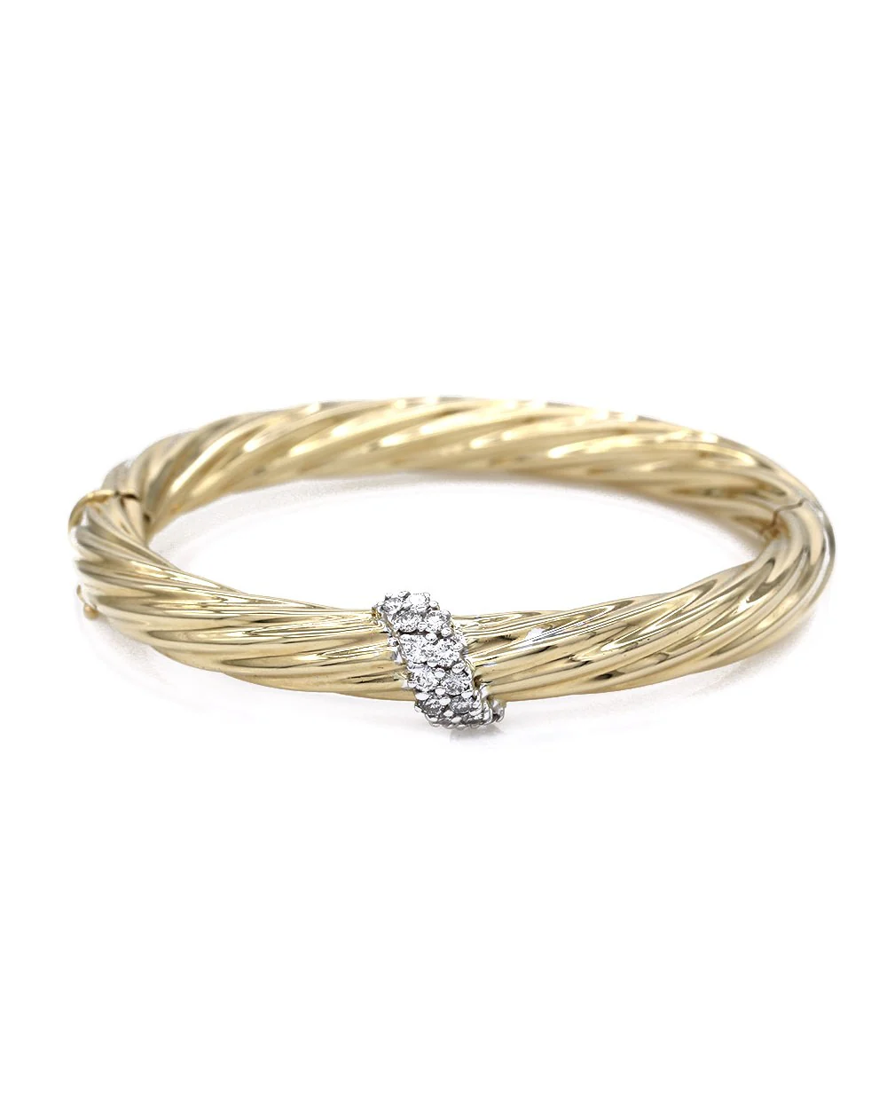 Diamond Station Bangle Bracelet in Gold - Image 2