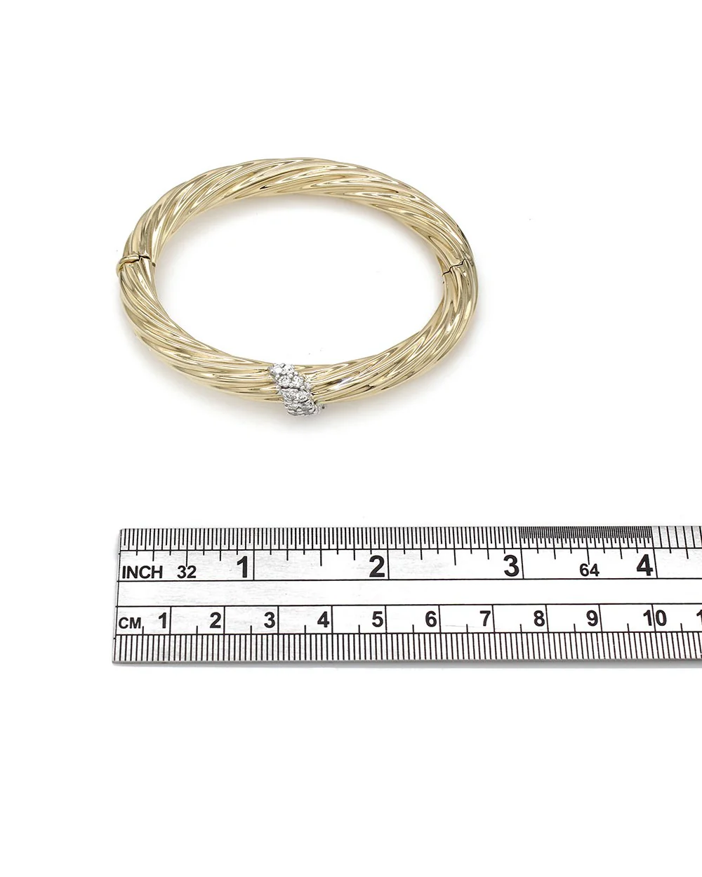 Diamond Station Bangle Bracelet in Gold - Image 3