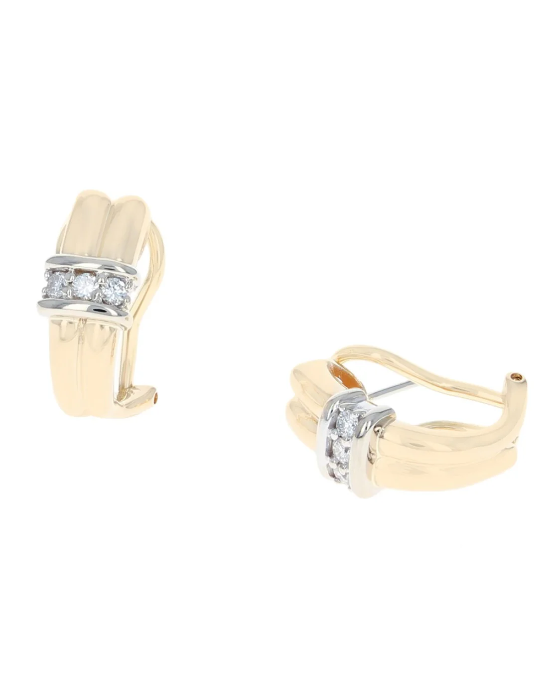 Diamond Station Fluted J Earrings - Image 2