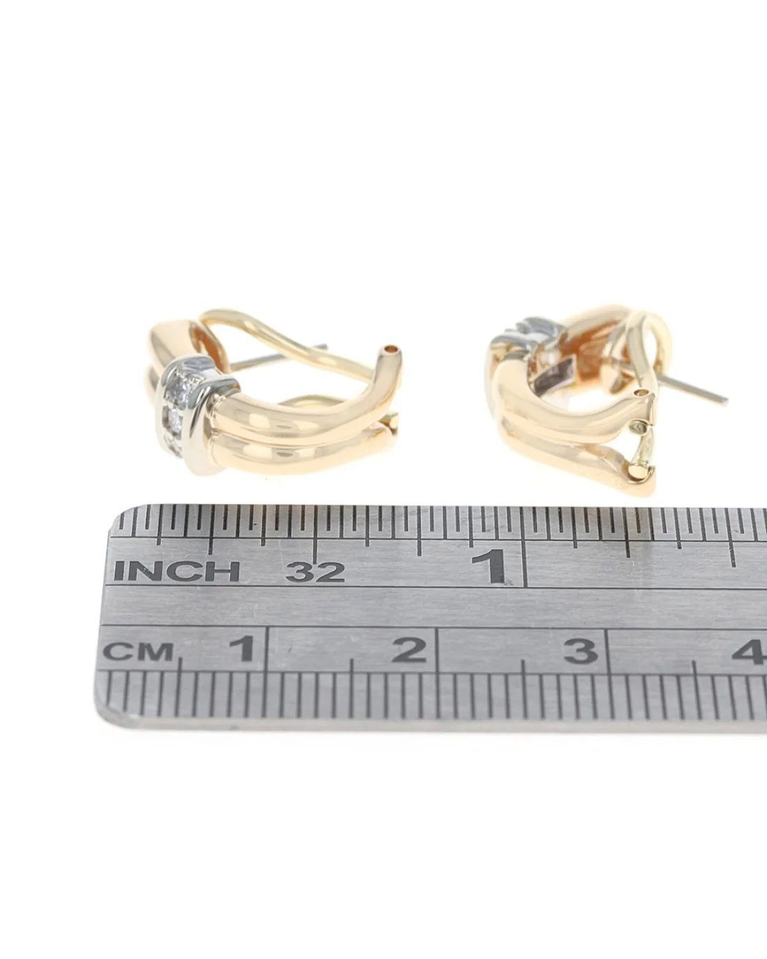 Diamond Station Fluted J Earrings - Image 3