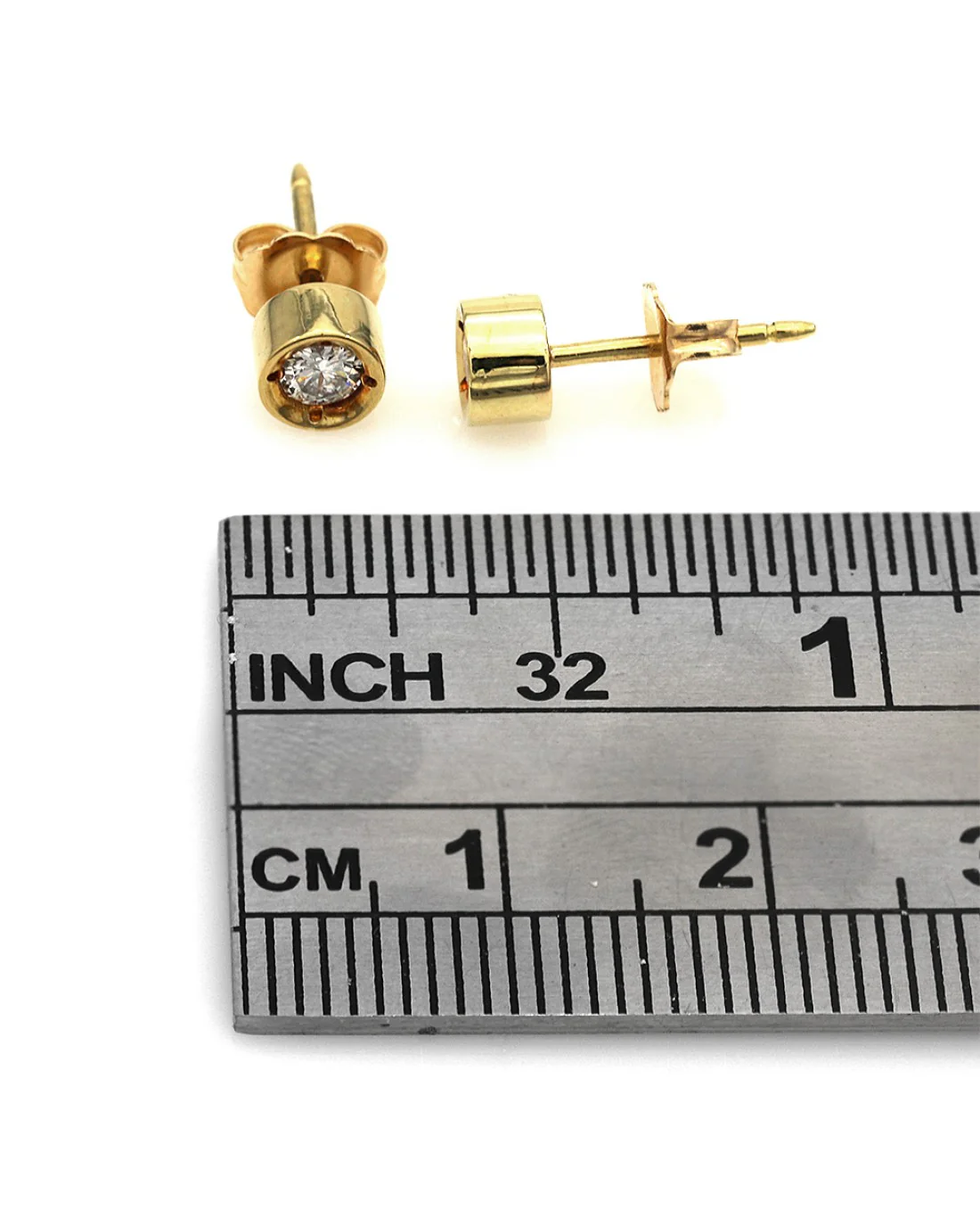 Diamond Stud Earrings in Yellow Gold - Image 2