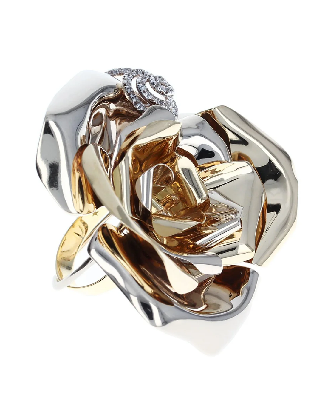 Diamond Swirl Accent Rose Bloom Fashion Ring - Image 2