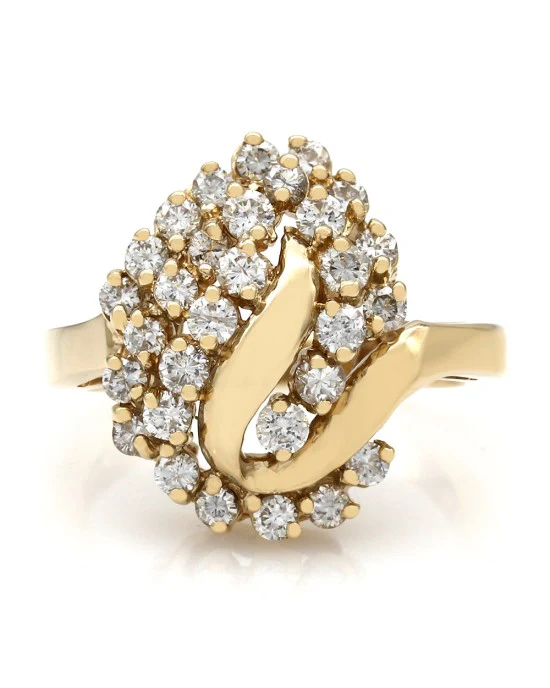 Diamond Swirl Cluster Ring 14K - Image 2