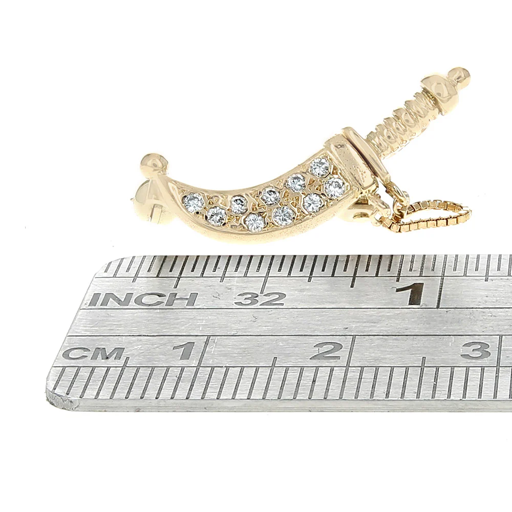 Diamond Sword Pin in Yellow Gold - Image 3