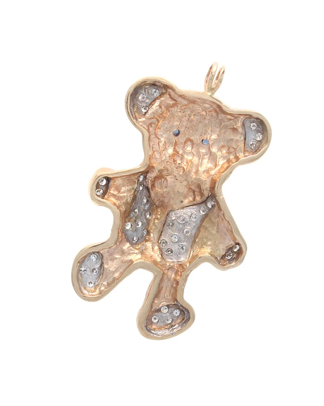 Diamond Teddy Bear Pendant with Sapphire Eyes - Image 2