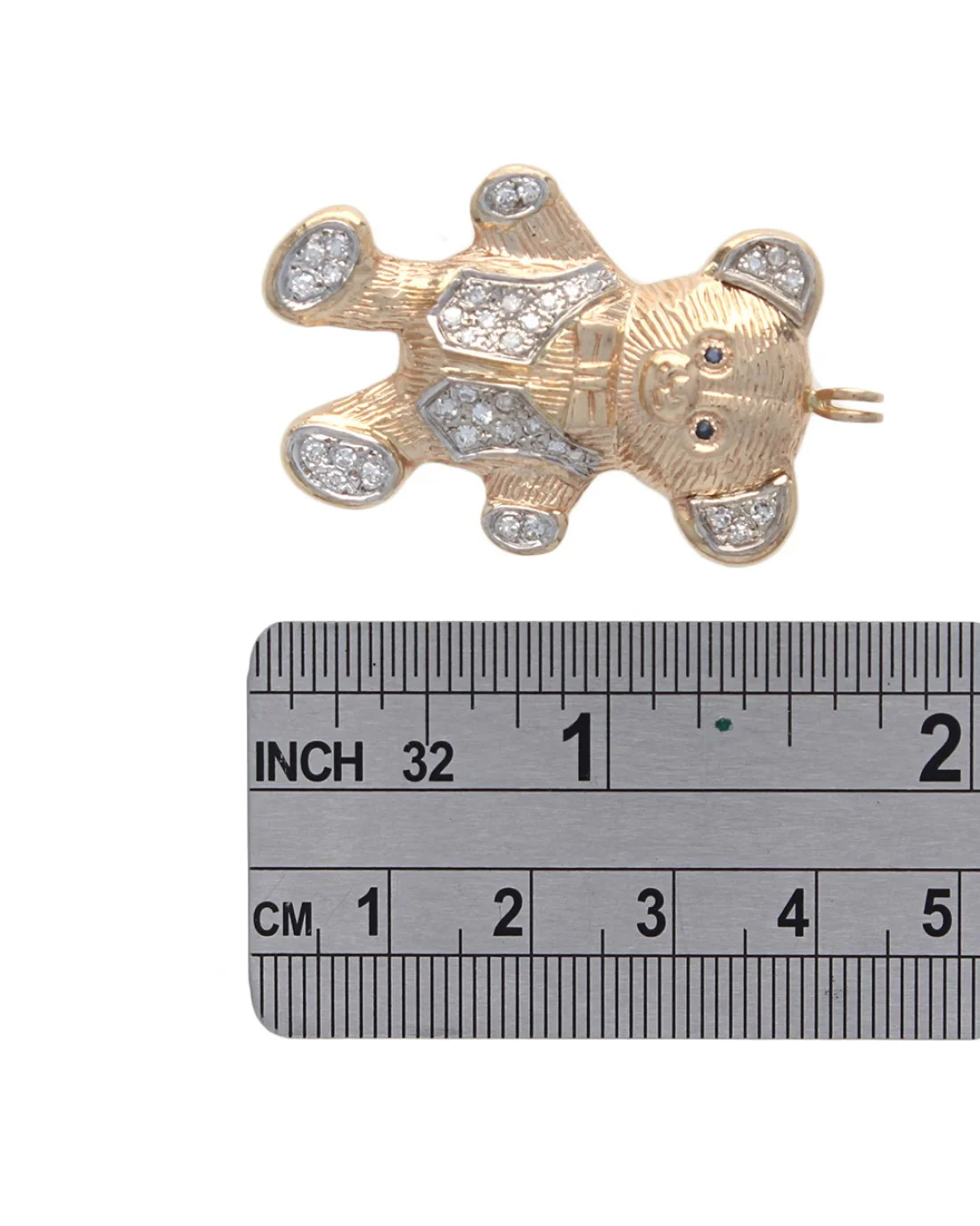 Diamond Teddy Bear Pendant with Sapphire Eyes - Image 3