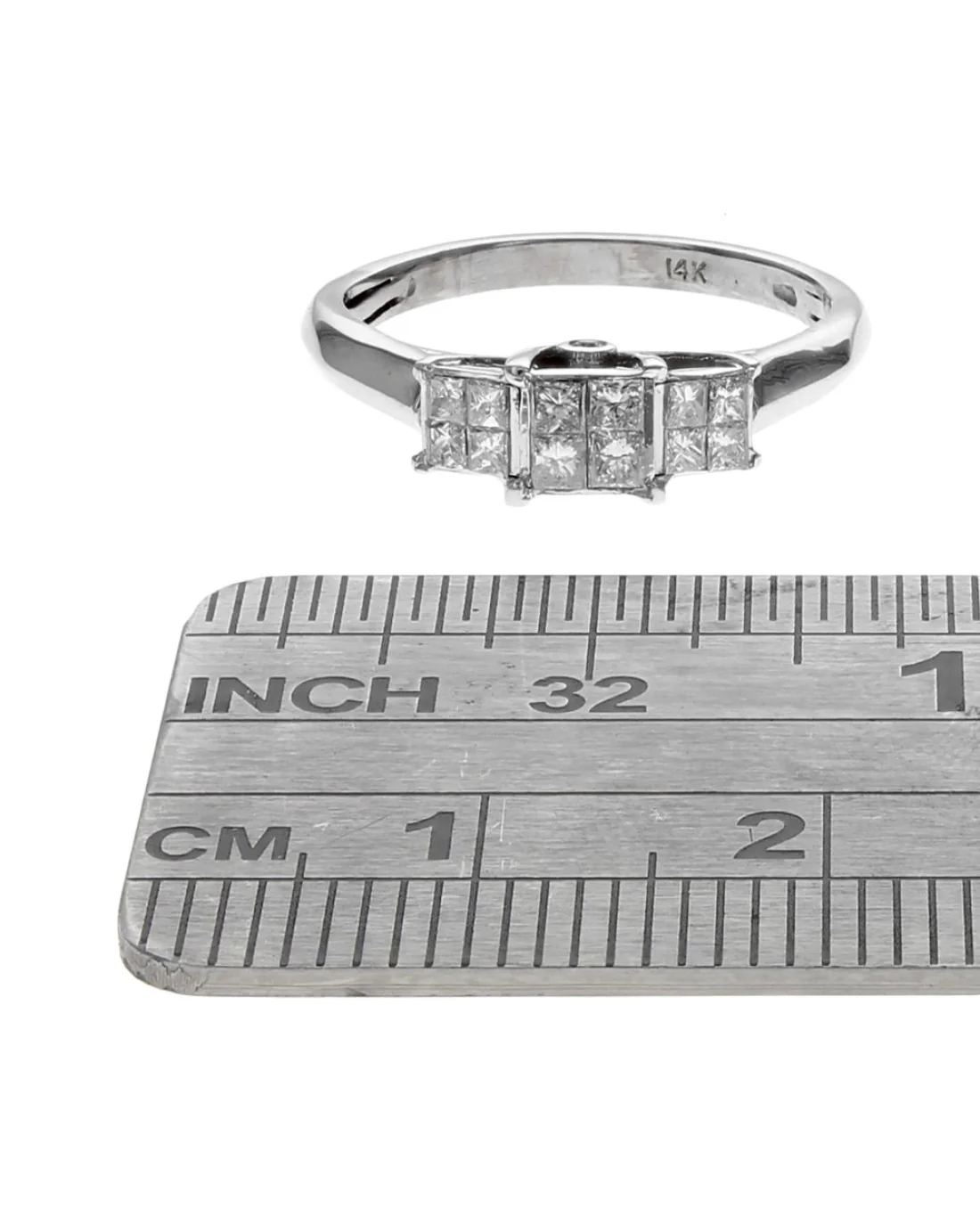 Diamond Triple Cluster Engagement Ring in White Gold - Image 3