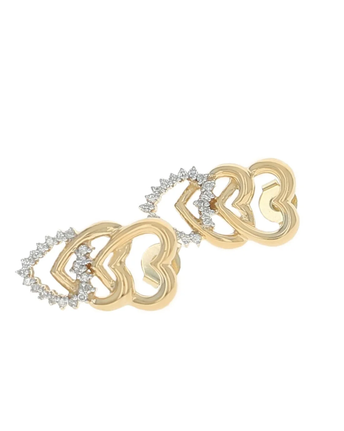 Diamond Triple Heart Drop Earrings - Image 2