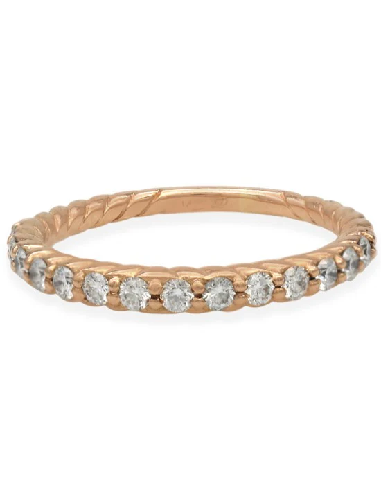 Diamond Twisted Stackable Band in Rose Gold - Image 2