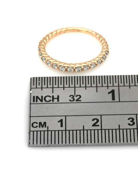 Diamond Twisted Stackable Band in Rose Gold - Image 3