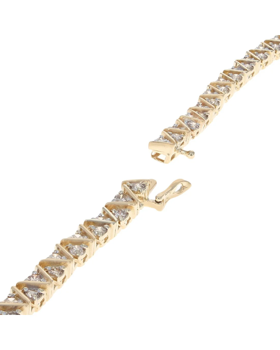 Diamond 'V' Link Bracelet in Yellow Gold - Image 2