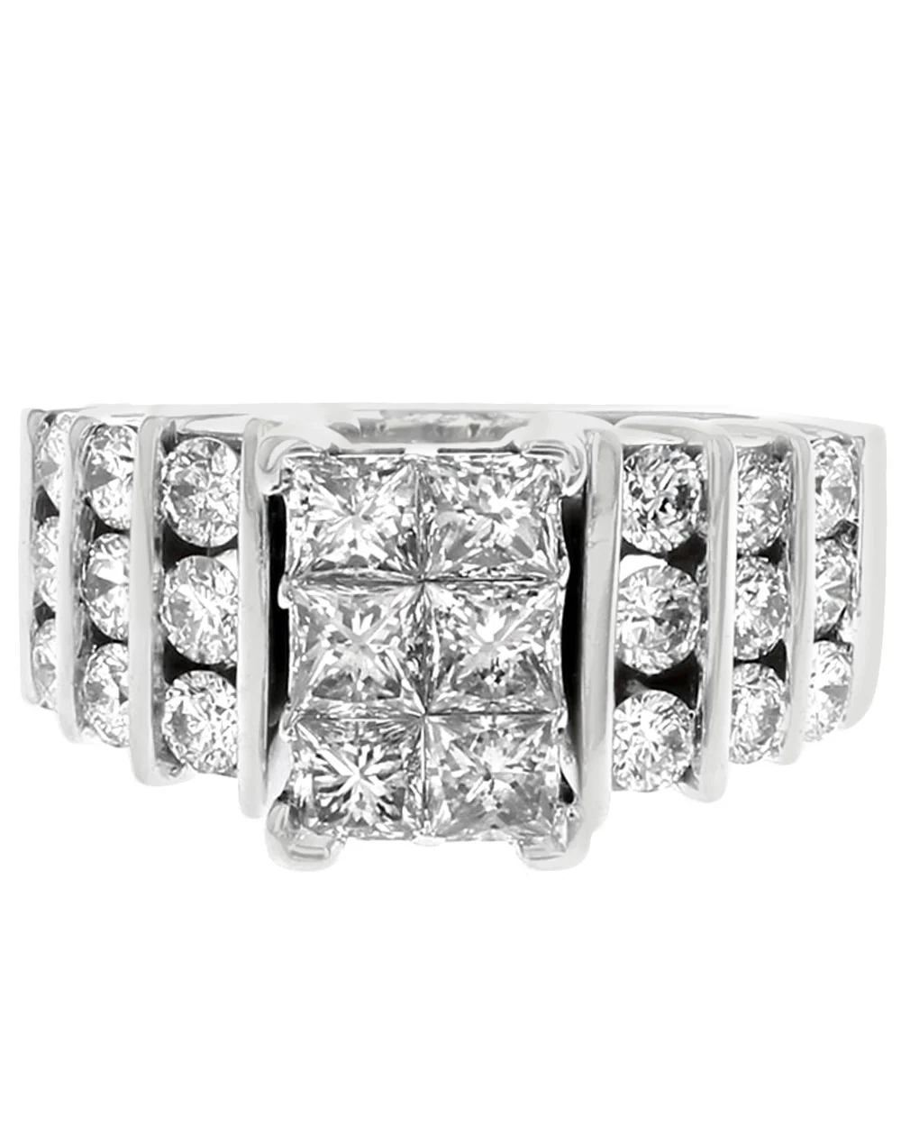 Diamond Vertical Bar Split Ring in White Gold - Image 2
