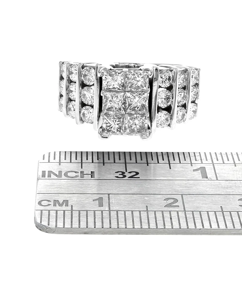 Diamond Vertical Bar Split Ring in White Gold - Image 3