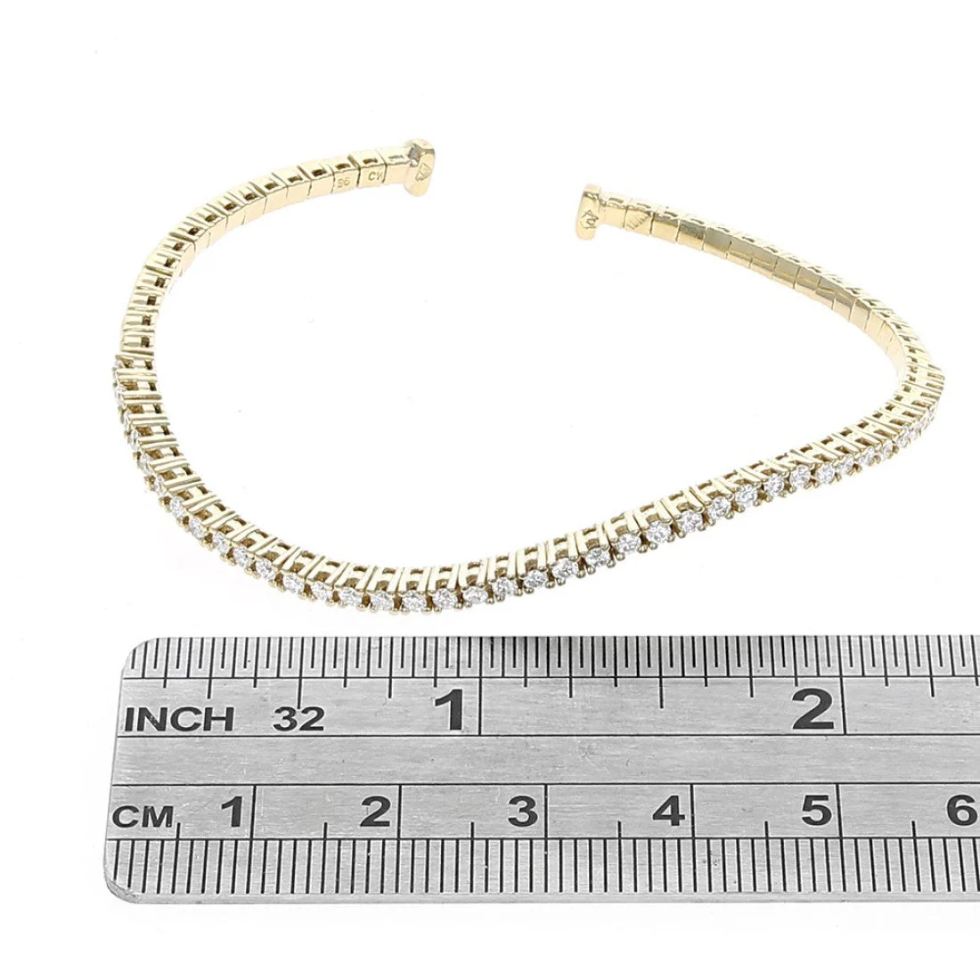 Diamond Wave Cuff Bracelet in Yellow Gold - Image 3
