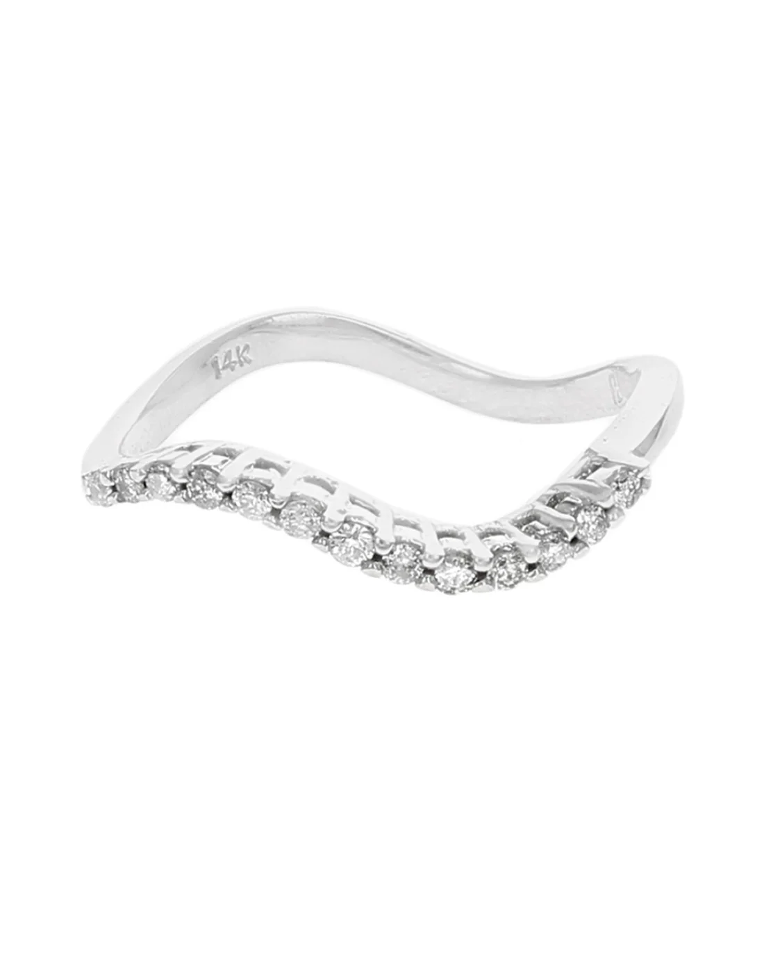 Diamond Wave Ring in White Gold - Image 2