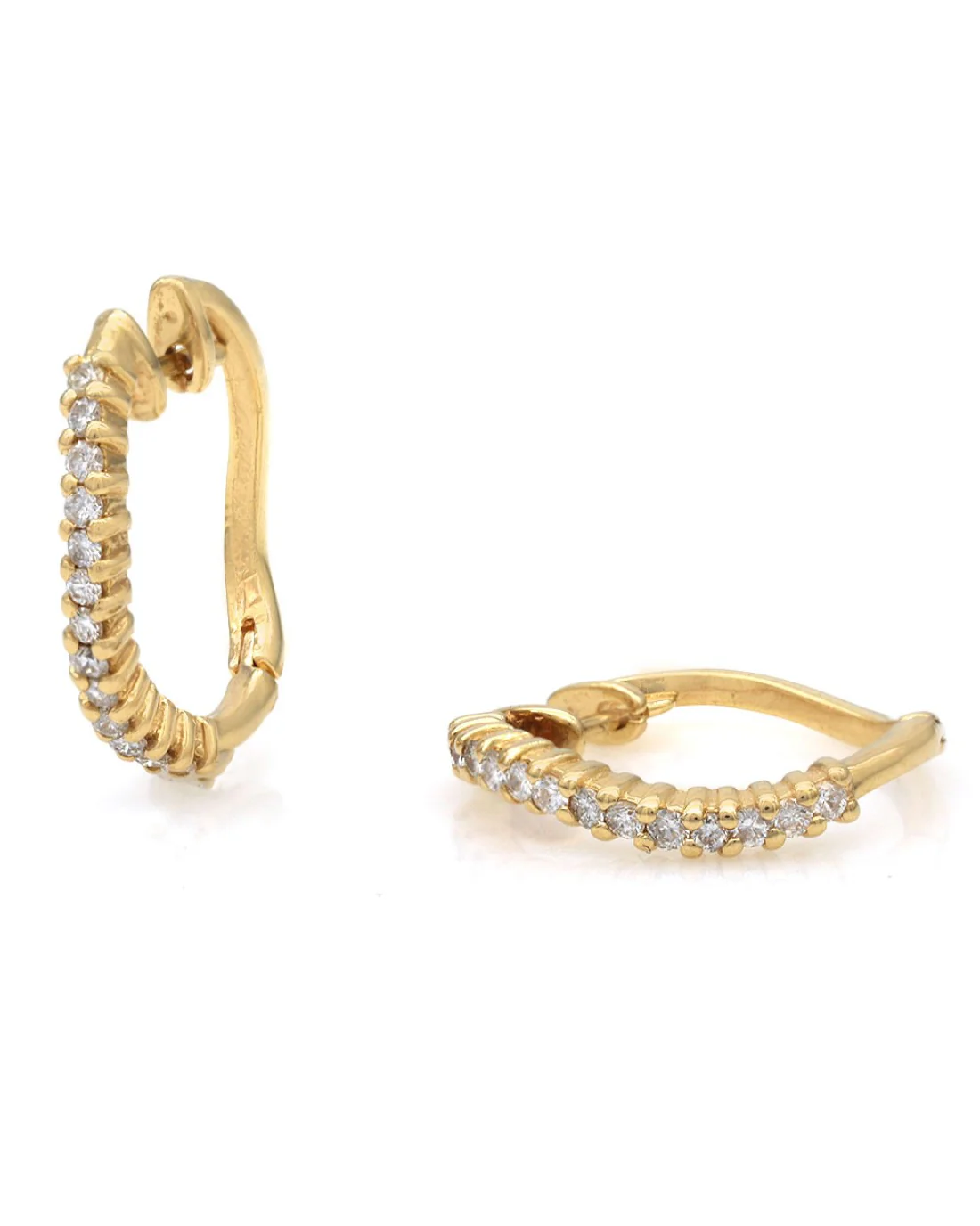 Diamond Wavy Earrings in Yellow Gold - Image 2