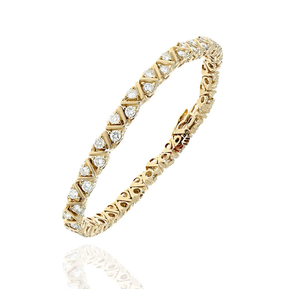 Diamond Zig Zag Inline Bracelet in Yellow Gold