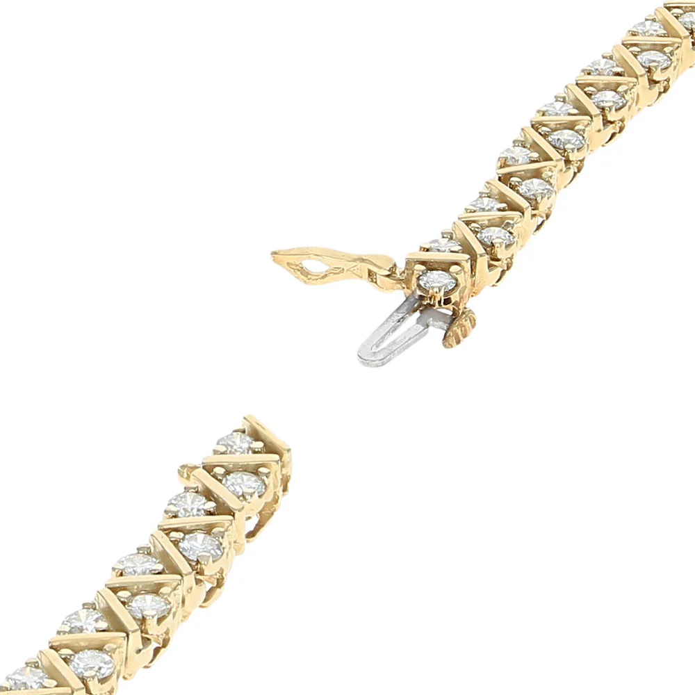 Diamond Zig Zag Inline Bracelet in Yellow Gold - Image 2