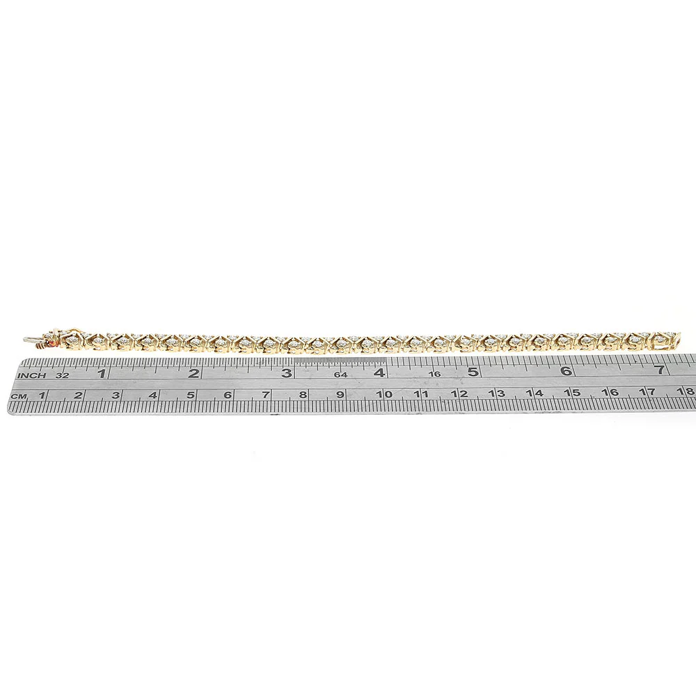 Diamond Zig Zag Inline Bracelet in Yellow Gold - Image 3