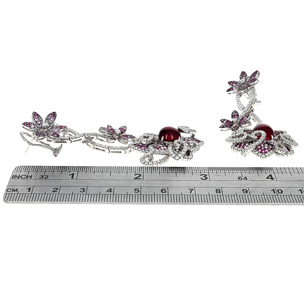 Diana M. Tourmaline, Sapphire and Diamond Flower Dangle Earrings - Image 3