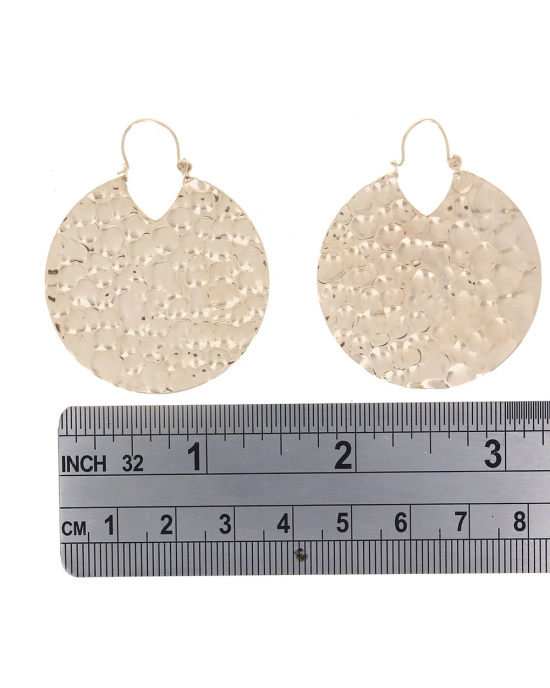 Dimpled Disc Earrings in Gold - Image 3