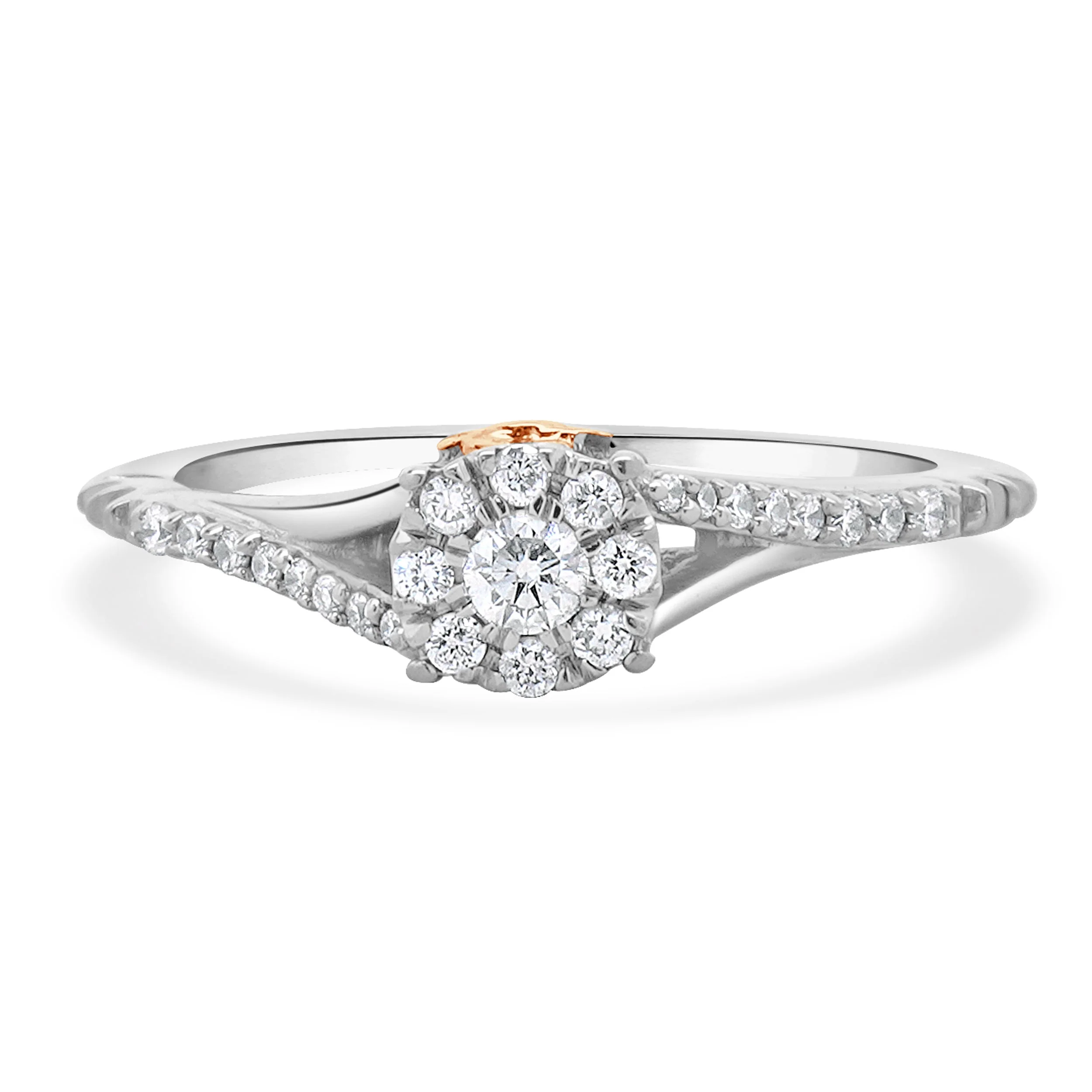 Disney 10 Karat Two Tone Diamond “Rose” Engagement Ring