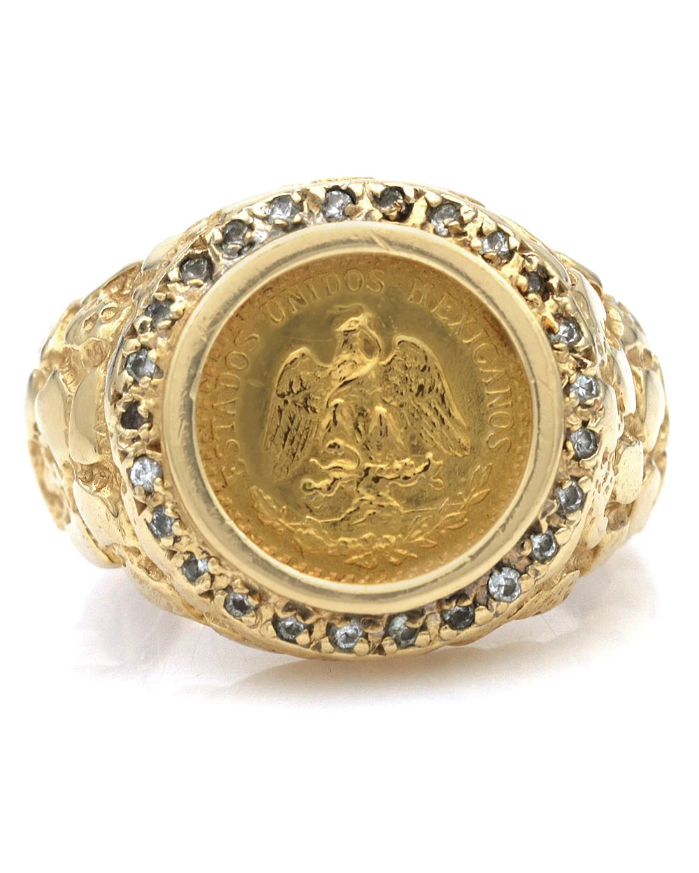 Dos Pesos Diamond Halo Nugget Style Ring in Yellow Gold - Image 2