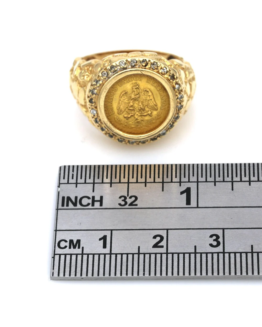 Dos Pesos Diamond Halo Nugget Style Ring in Yellow Gold - Image 3
