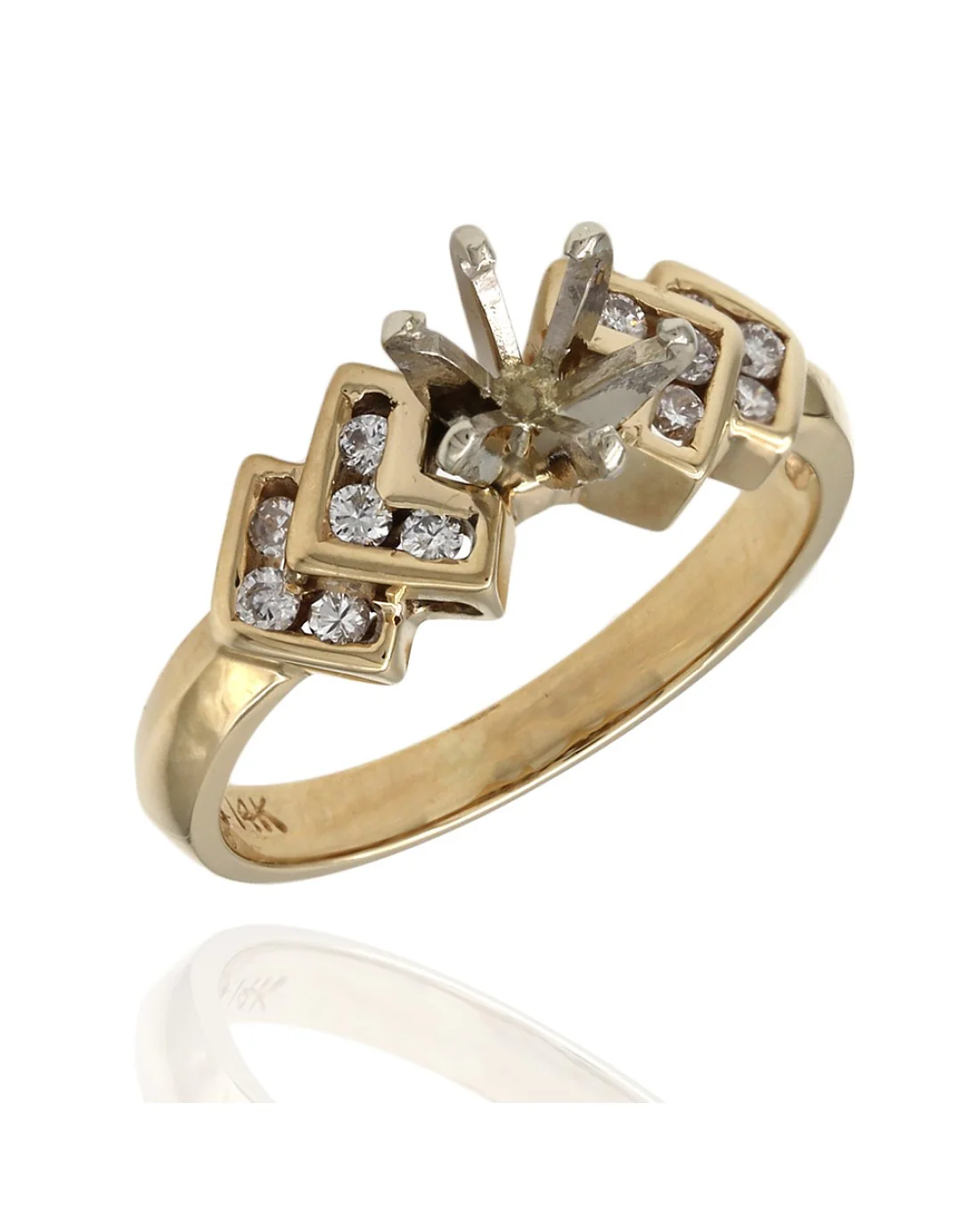 Double Chevron Channel Set Diamond Mounting in 14ky