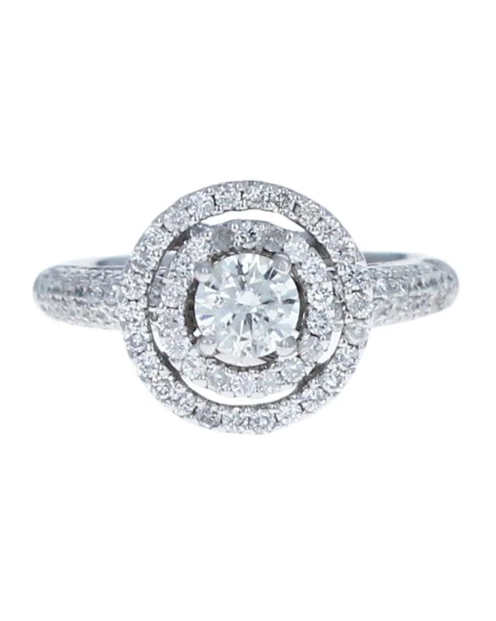 Double Halo Diamond Ring in White Gold - Image 2