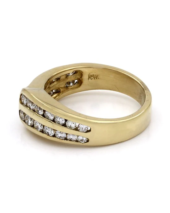 Double Row Round Diamond Channel Set Ring in 14k Yellow Gold - Image 3