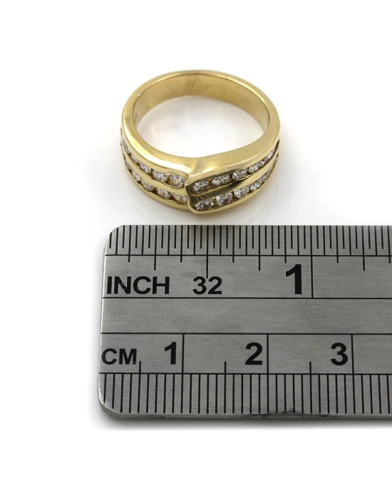 Double Row Round Diamond Channel Set Ring in 14k Yellow Gold - Image 4