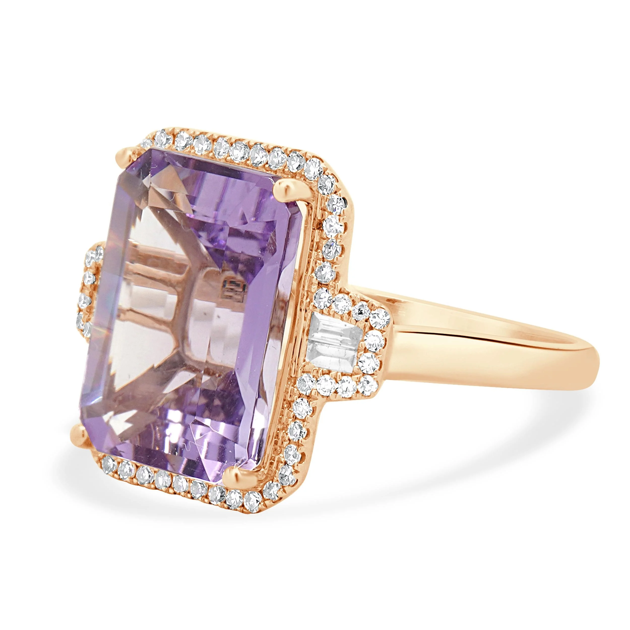 Effy 14 Karat Rose Gold Amethyst and Diamond Ring - Image 2