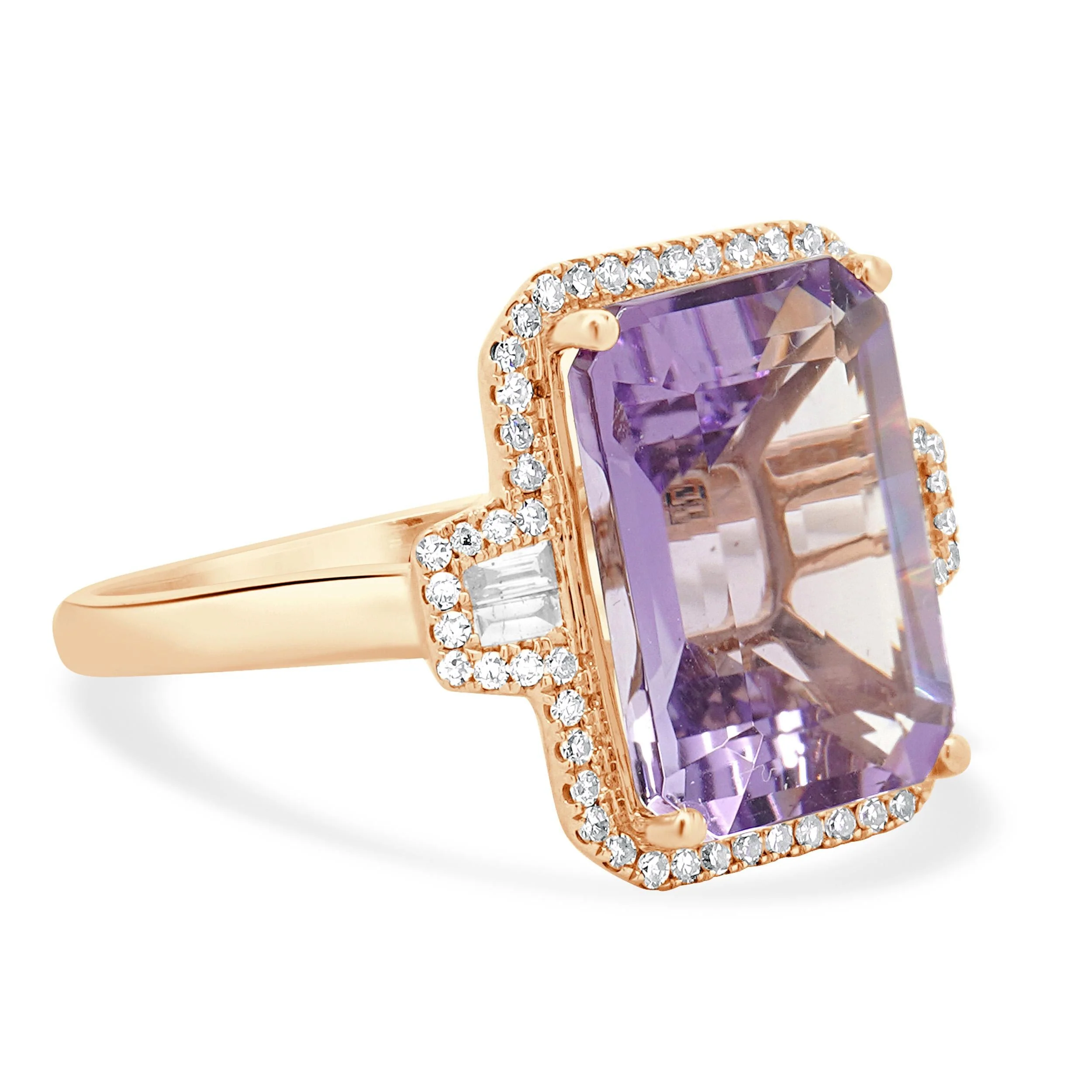 Effy 14 Karat Rose Gold Amethyst and Diamond Ring - Image 3