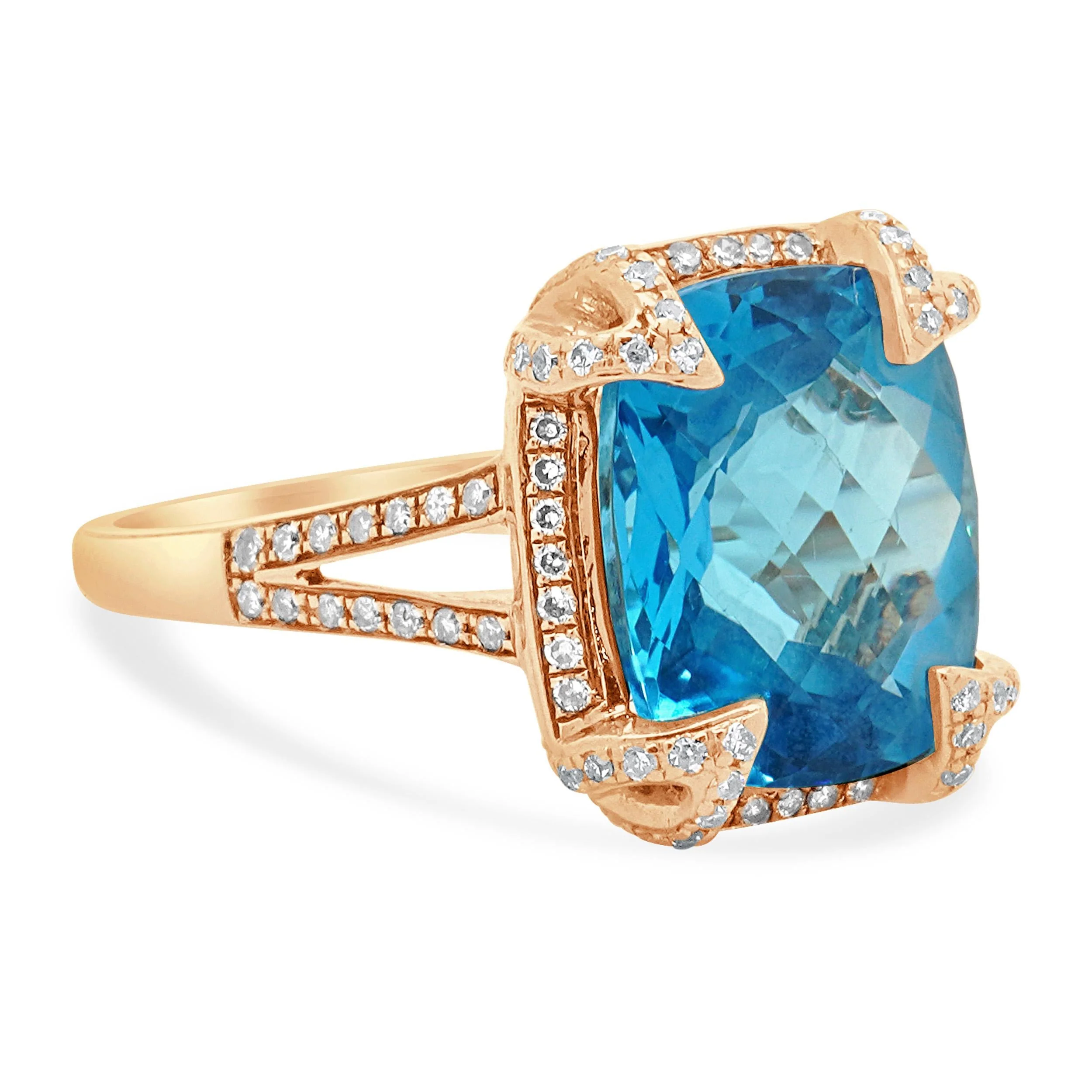 Effy 14 Karat Rose Gold Blue Topaz and Diamond Ring - Image 3