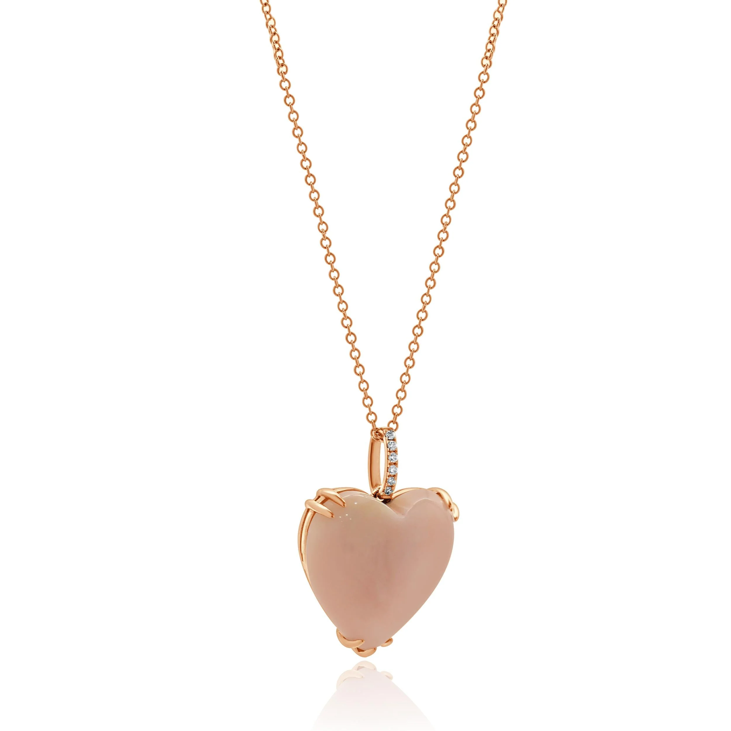 Effy 14 Karat Rose Gold Pink Opal and Diamond Heart Necklace - Image 2