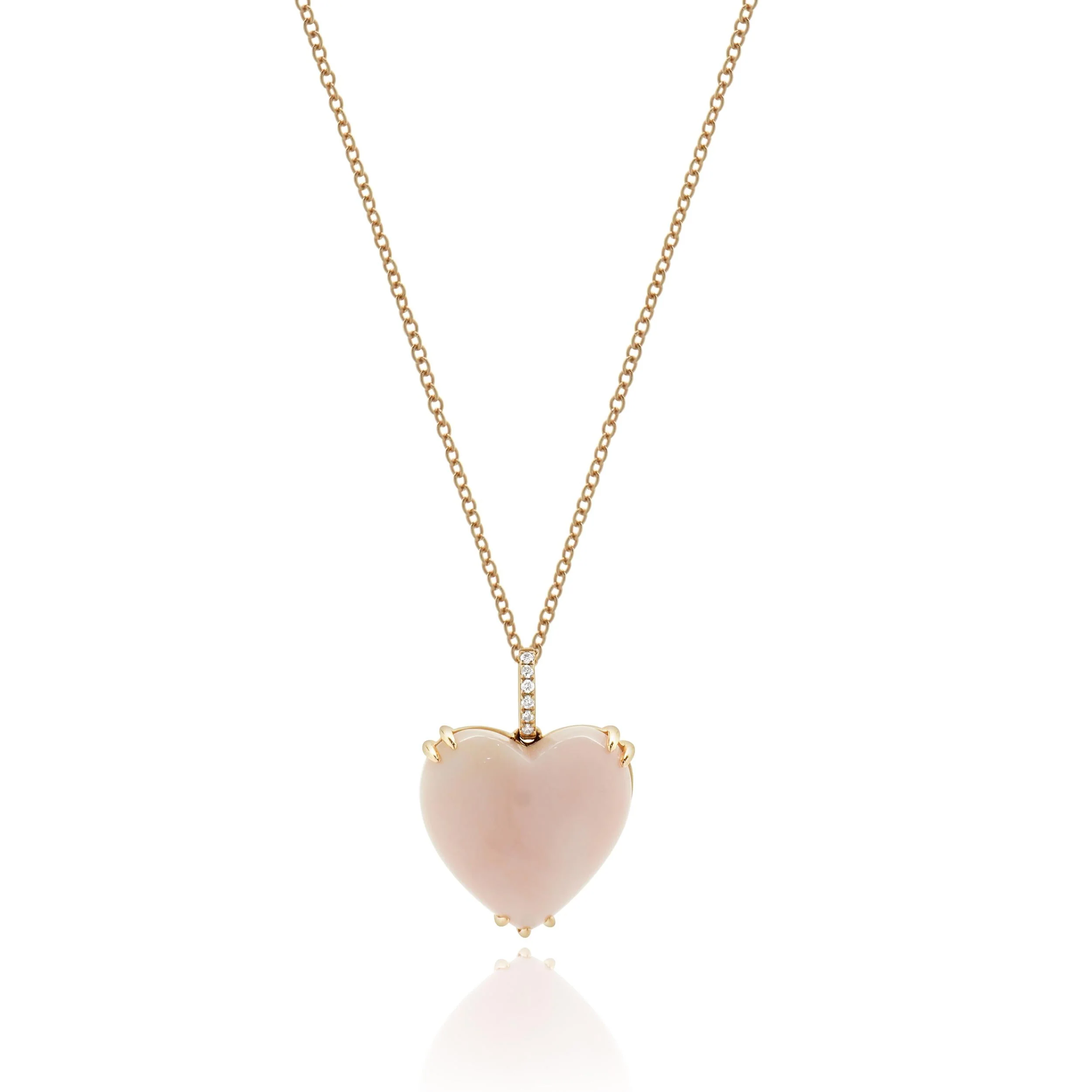 Effy 14 Karat Rose Gold Pink Opal and Diamond Heart Necklace - Image 3