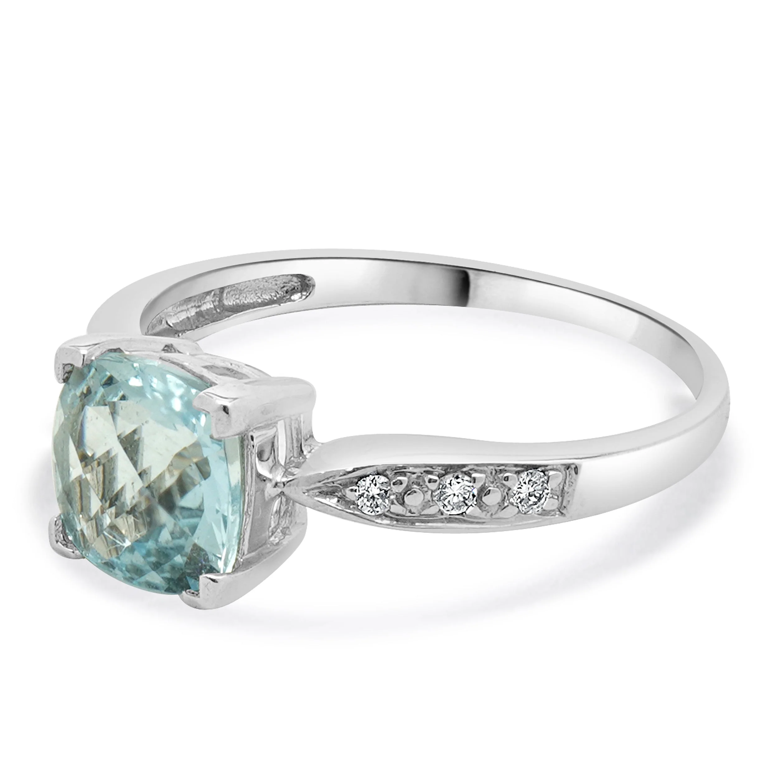 Effy 14 Karat White Gold Aquamarine and Diamond Ring - Image 3