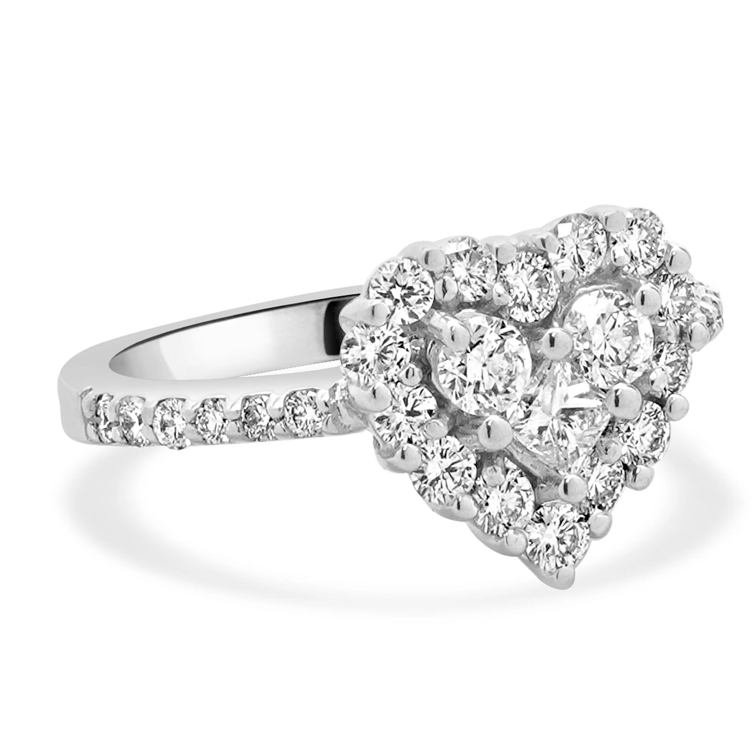 Effy 14 Karat White Gold Diamond Heart Ring - Image 4