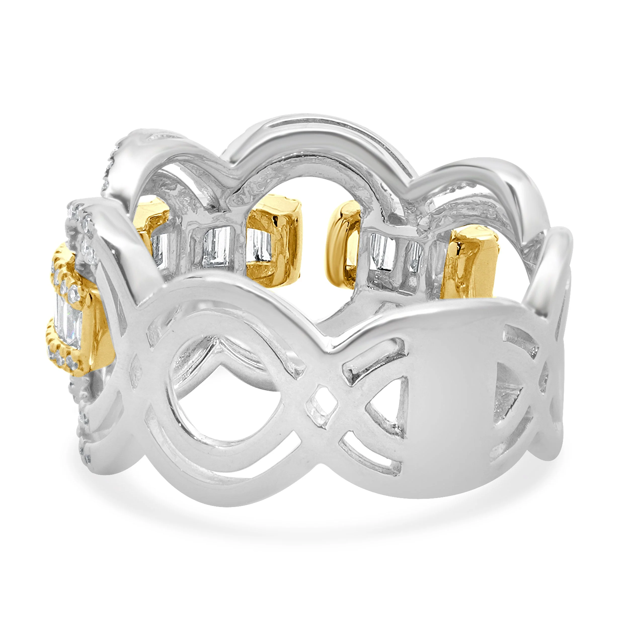 Effy 14 Karat White & Yellow Gold Diamond Duo Open Circle Link Cigar Band - Image 3